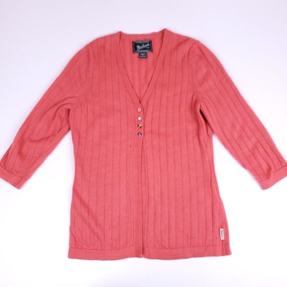 Woolrich ribbed orange merino wool cardigan - Picture 2 of 10